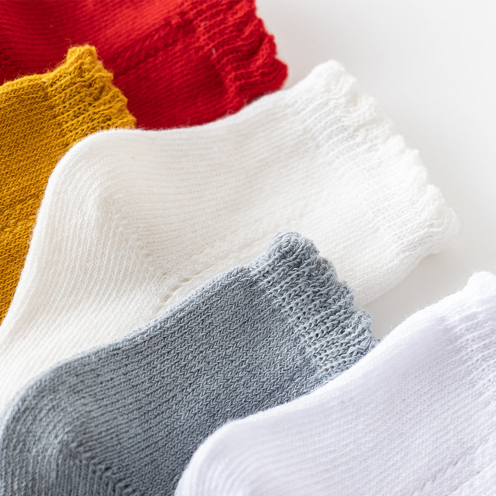 2021 autumn new European and American Spanish style loose mouth newborn baby socks side leakage boys and girls baby socks