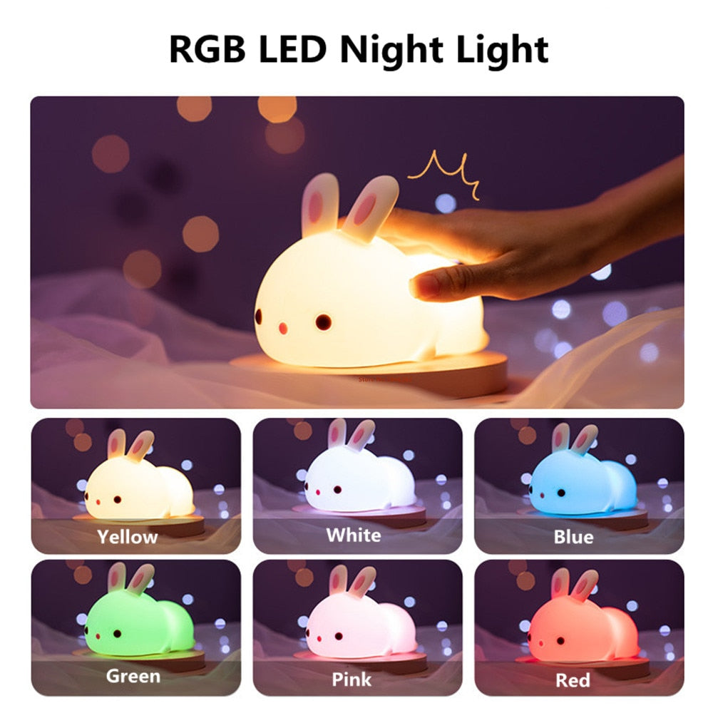 Touch Sensor RGB LED Rabbit Night Light