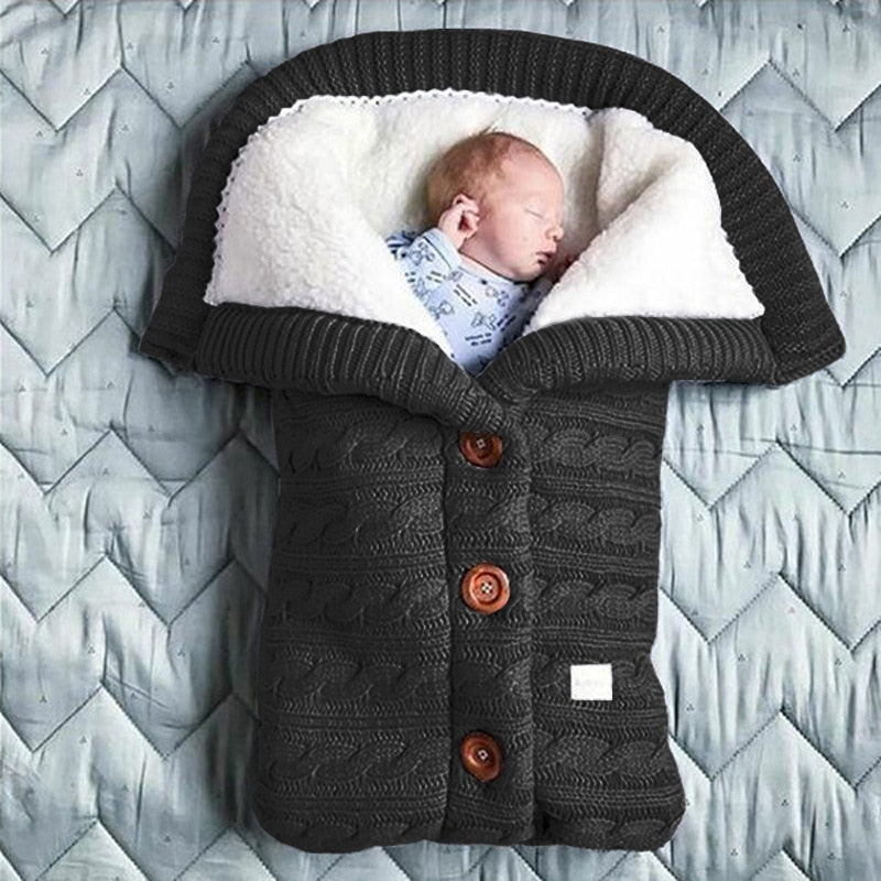 Newborn Baby Winter Warm Sleeping Bags Infant Button Knit Swaddle Wrap Swaddling Stroller Wrap Toddler Blanket Sleeping Bags