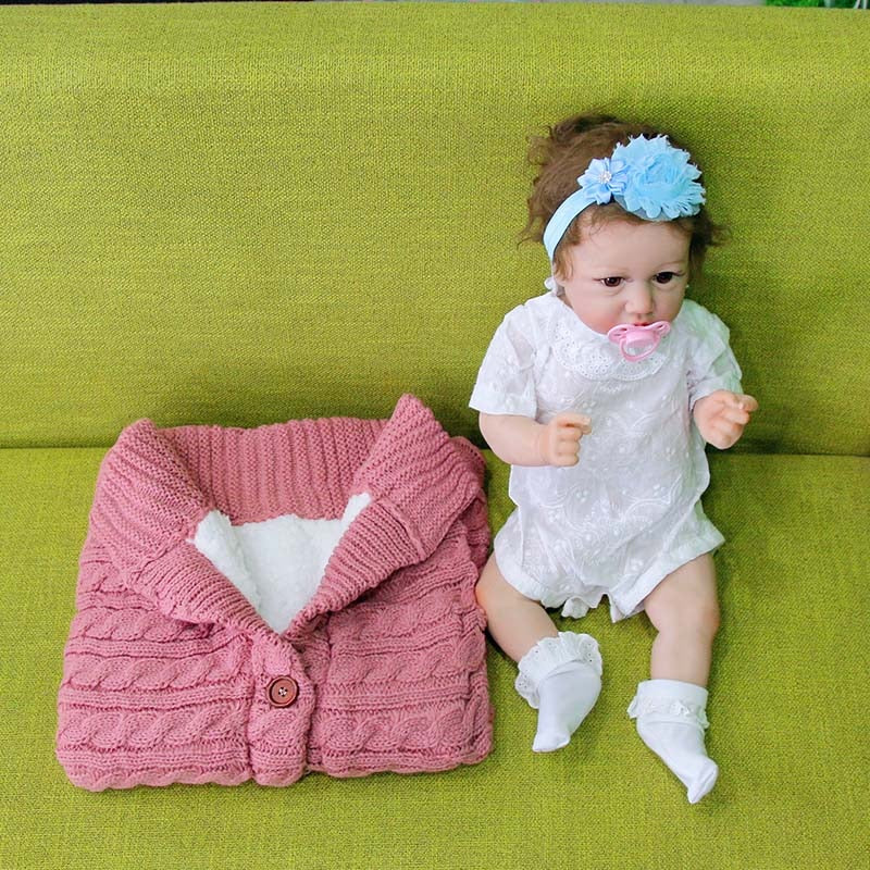 Newborn Baby Winter Warm Sleeping Bags Infant Button Knit Swaddle Wrap Swaddling Stroller Wrap Toddler Blanket Sleeping Bags