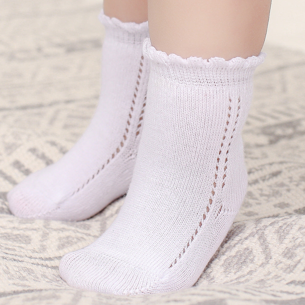 2021 autumn new European and American Spanish style loose mouth newborn baby socks side leakage boys and girls baby socks