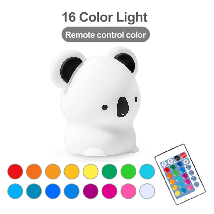 Koala LED Night Light Colorful Silicone Touch Sensor